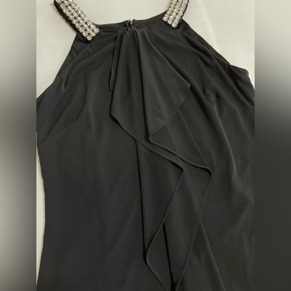 David Meister Black Rhinestone Halter Cocktail Dress Cascade Glam Party EUC - Picture 8 of 14